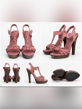 Yves Saint Laurent Merida 90 Sandals – Pink Leather – Size 39